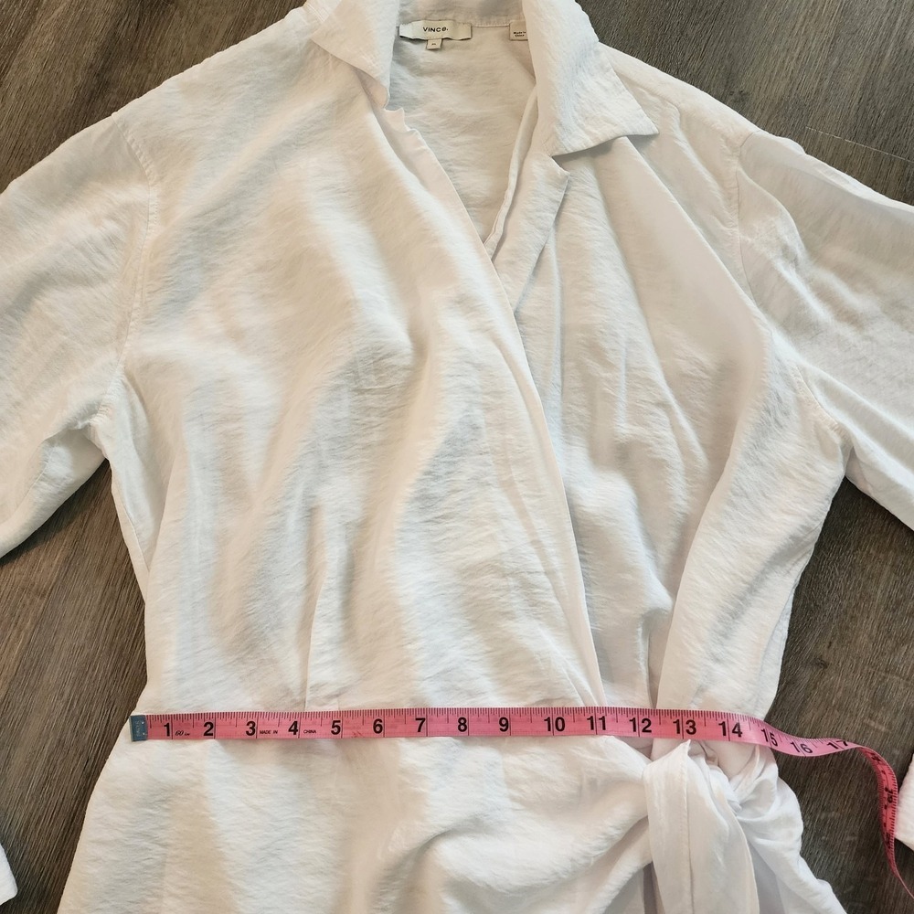 Vince White Wrap Shirt Dress XL Long Sleeve Quiet Luxury Minimalist‎ Resortwear - Picture 15 of 16